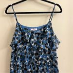 Parker Floral Blue Phlox Sharkbite Handkerchief Hem Midi Dress Size Large Photo 3