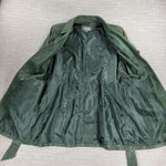 Kenar Green Leather Belted Trench Coat Womens 8 Jacket Liquid Embossed Photo 9