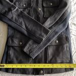 Gap Vintage Women's Blue Leather Jacket Sz XS Military Zip Buttoned Utility Navy Photo 6