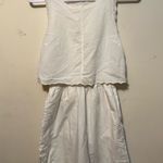 Madewell Eyelet Overlay Open Back Dress Size 0 Linen Blend Pockets Classic Clean Photo 0