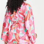 ASOS DESIGN Maternity satin wrap beach kimono with bold abstract print in pink Size undefined Photo 3