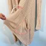 Free People  Beige Pink All Washed Out Asymmetrical Chunky Boho Cardigan Size XS Photo 6