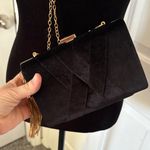 Cariedo Chic Black Velvet Clutch with Gold Tassel Chain Photo 14