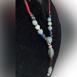 Tahari Elegant Beaded long y-drop Necklace with Blue and Brown Accents 36” Photo 2