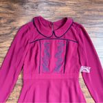 Modcloth  • Pretty Performative Dress chiffon fit & flare maroon embroidered folk Photo 2