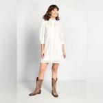 Modcloth  White Sheer Joy Floral Lace Embroidered Mini Shirt Dress M Photo 1