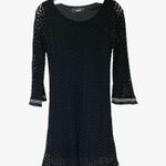 Crochet Dress Small Long Sleeve Midi Black Boho Hippie Pullover Photo 0