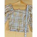 Maeve plaid square neck blouse neutral motif Cropped Puff Sleeve M Cottage Boho Yellow Size M Photo 10