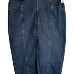 Old Navy Blue Denim Pencil Skirt Mid-Rise W/ Front Slit & Zipper Size 10 New Photo 0