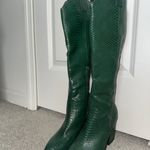 Green Croc Embossed Tall Boots Size 7.5 Photo 3