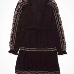American Eagle AE Long-Sleeve Embroidered Babydoll Dress Photo 3