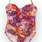 Jaclyn Smith  Halter Swimsuit Red Purple Beaded NWOT ‎ Size 14 Photo 0