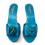 YSL YVES SAINT LAURENT turquoise leather heel slides, made in Spain, size 39 Photo 4