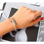 Boutique NEW Unisex‎ Engraved Geometric 925 Sterling Silver Cuff Bracelet, Adjustable Photo 3
