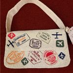NWT Viral Travel Passport Cities Beaded Bag Made in India Handcrafted Handmade White Photo 1