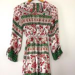 ZARA Ruffle Frills Floral Print Dress V-neck Midi Size S Green Blogger Favorite Photo 13