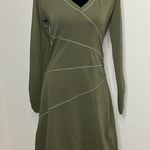 Athleta  size Medium Sunburst Nectar V Neck Ruched Dress Army Green Photo 0