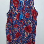 Rose + Olive  blue pink red floral‎ tank top women’s size small preppy Photo 0