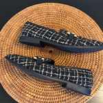 Kenneth Cole  Black and gold Tweed Loafers Photo 8