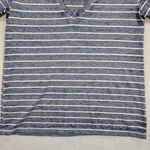 Lucky Brand Womens Top Size S Blue White Striped Classic V-Neck Short Sleeve Photo 7