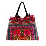 Handmade Thailand Eclectic Embroidered Tote Bag Bright Artsy Vibrant Beach Photo 10