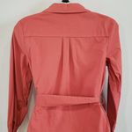 Amadi Notch Lapel Button Front Long Sleeve Belted Tie Waist Dress Trench Size XS Photo 6