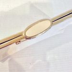 Etra Genuine Leather Clutch Purse Women's 9.5" Cream Vintage Handbag Gold Chain Photo 2