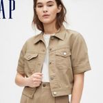 Gap NWT Womens  Originals Iconic Cropped Khaki Denim Jacket - Sz L Petite Photo 1