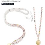 Natural Stone Crystal Lanyard for Women For Badges And Keys Pink Photo 1