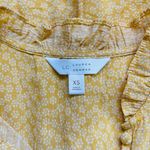 LC Lauren Conrad Yellow & White Floral Print Ruffle Button Top Photo 7