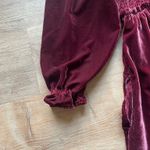 Free People  Velvet Mini Dress Burgundy Puff Sleeve Lace Up Back Size S Photo 4