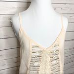 Hollister Sheer Cream Sequin & Lace Ruffle Trim Peasant Tank Top Size Small Photo 2