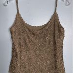 Carmen Marc Valvo Carmen Marc Vavlvo Tan 2Pc Crochet With Sparkly Beads Tank Top & Cardigan XL Photo 6