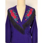 Vanity Fair Vintage Lounge Robe Fringe Embroidered Floral Full Length Purple Photo 1