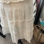 Theory Women’s  White Tiered Sundress Spaghetti Strap Boho Peasant Vacation Flowy Photo 2