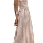 Topshop Textured Bandeau Beach Maxi Dress in Brown Stripe Women's 0-2 Seersucker Photo 1
