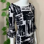 BCBG Maxazria Black White Bell Sleeve Dress Photo 7