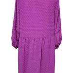 Magenta swiss dot crochet trim chiffon babydoll dress size medium Photo 5