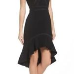 Foxiedox Womens Aviana High Low Ruffle Hem Halter Dress Black Braid Detail Small Photo 0