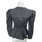 ZARA  Women's Black Puff Sleeve Surplice V-Neck Bow Peplum Blouse Top Size XS Photo 1