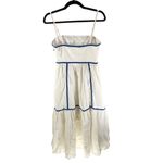 INDIKAH Midi Dress Sleeveless Cotton Blend White Blue Contrast US S Photo 1