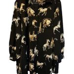 She & Sky Equestrian Horse Shirt country Women Sz large Black Button Down  Photo 0
