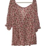 SheIn CURVE PINK WITH FLORAL ALL OVER PRINT SIDE ZIP TOP 4XL Photo 1