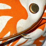 Michael Kors Large orange & white tropical tote bag leather trim Photo 9