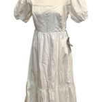 ASTR  The Label Women's‎ Poplin Puff Sleeve Tiered White Midi Maxi Dress Med NWT Photo 0