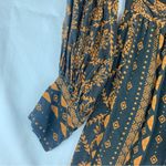 Farm Rio  size XS long sleeve v neck midi dress black orange puff sleeve trad Photo 5