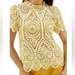 MINKPINK  Elegant Yellow and White Lace Top Size Small Photo 0