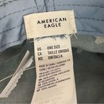 American Eagle Bucket Hat Denim Embroidered Hearts Light Wash Blue White Photo 8