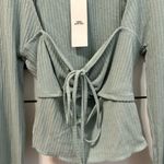 Urban Outfitters  Pale Green Ribbed Long Sleeve Top NWT Photo 3