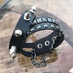 2 PCs faux leather chain spike studded Bracelets — Black Photo 7